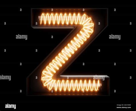 Light Bulb Glowing Letter Alphabet Character Z Font Front View