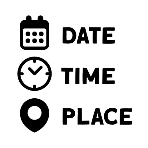 Date Time Address Or Place Icons Symbol Vector Art At Vecteezy