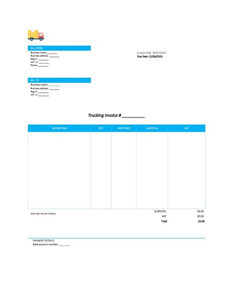 Basic Trucking Invoice Template Uk Word Google Docs