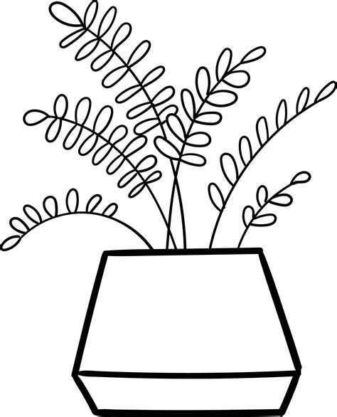 House plant in a pot. Outline illustration. 21964063 Vector Art at Vecteezy