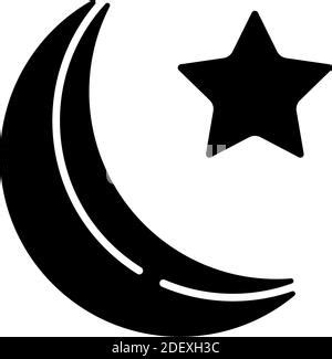 Islamic Crescent Glyph Icon Arabic And Islam Moon And Star Sign