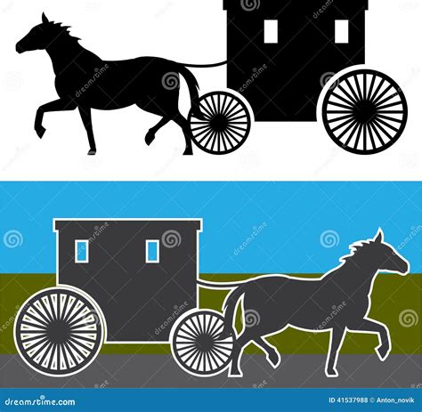 Amish Horse And Buggy Silhouette Vector Illustration | CartoonDealer.com #264446222