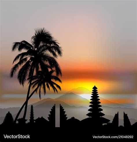 Bali Skyline Royalty Free Vector Image Vectorstock