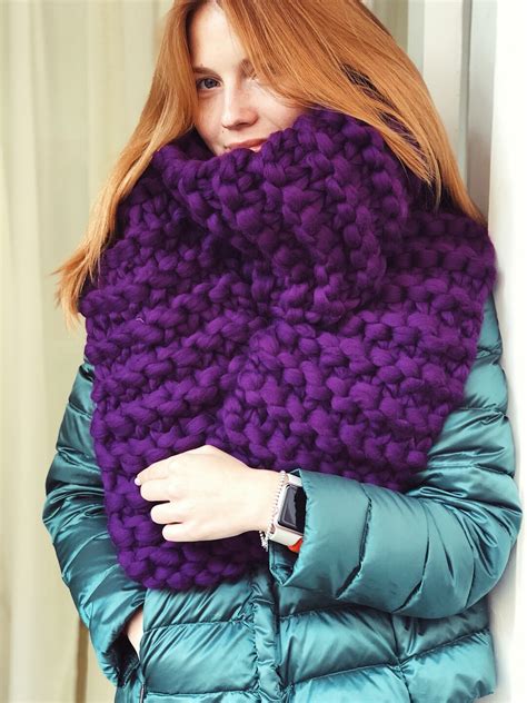 Chunky Knit Scarf Oversized Scarf Wool Scarf Etsy