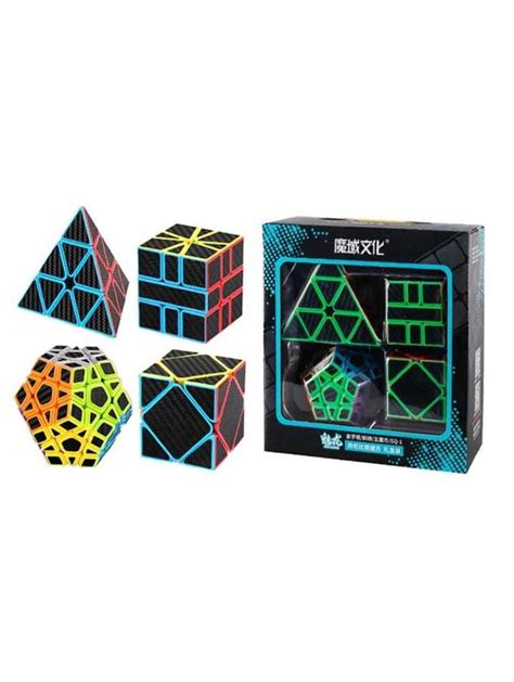 Set Cubo Magico Carbono One Black Carbon Pe As Moyu Pyramin Skewb