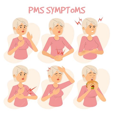 Premium Vector | Symptoms of PMS Female person illustration