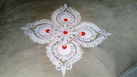 Floor Alpana For Saraswati Puja Special Kolam Muggulu Design For Indian Festival Youtube