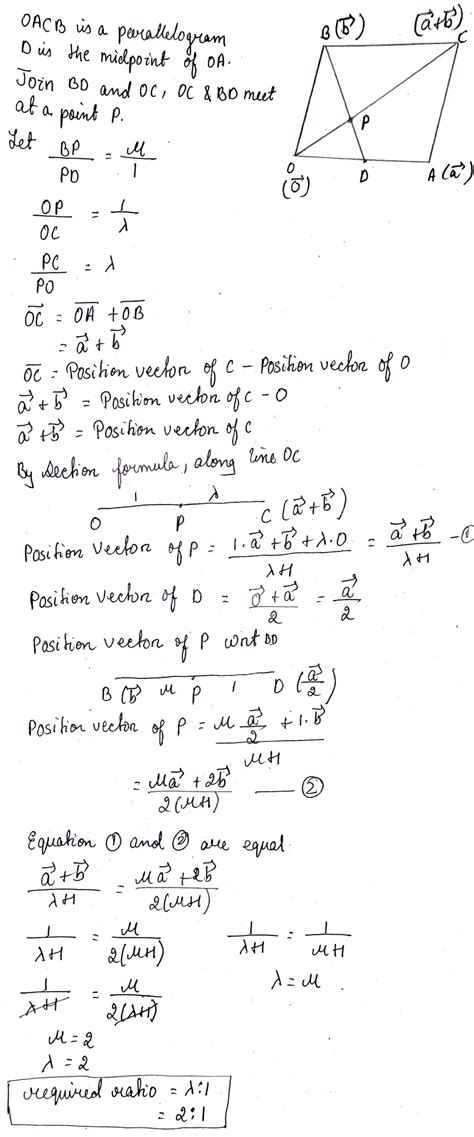 Let Oacb Be A Parallelogram With O At The Origin And Oc A Diagonal Let