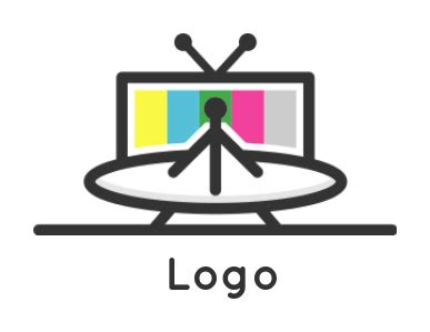 entertainment logo maker dish merged with TV | Logo Template by ...