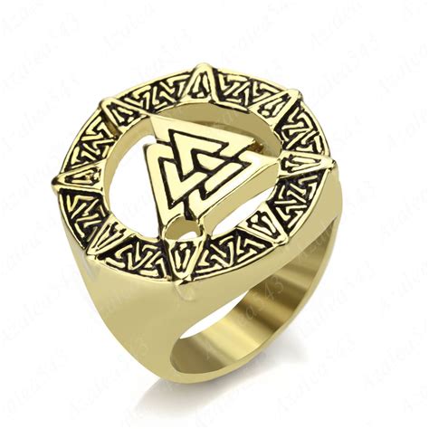 Men S Gold Valknut Odins Symbol Of Norse Viking Warriors Stainless