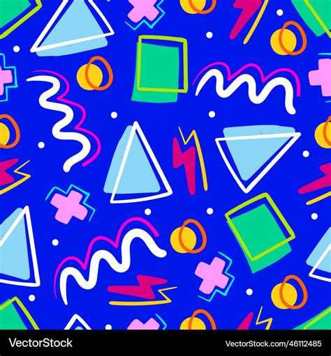 S Nostalgia Seamless Pattern In Memphis Style Vector Image