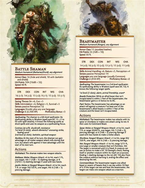 Battle Shaman Cr Beastmaster Cr Npcs Dungeons And Dragons