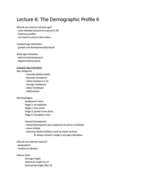 Lecture 6 The Demographic Profile Ii Studocu