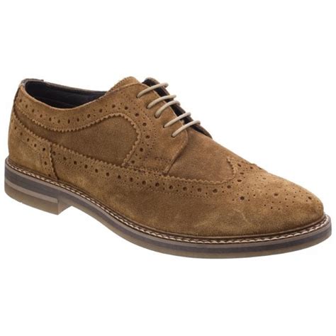 Base London Mens Turner Tan Suede Leather Brogue Shoes