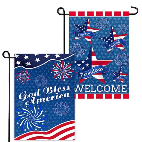 4th Of July Garden Flags God Bless America Welcome Patriotic Day