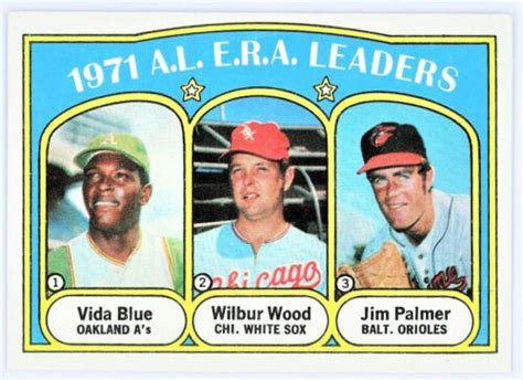 JIM PALMER VIDA BLUE WILBUR WOOD 1972 Topps 92 AL ERA Leaders