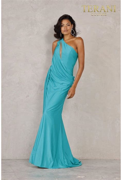 Emerald Terani Couture 2111p4031 One Shoulder Long Dress For 297 0