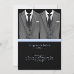 Stylish Gay Wedding Elegant Gray Suits Invitation Zazzle