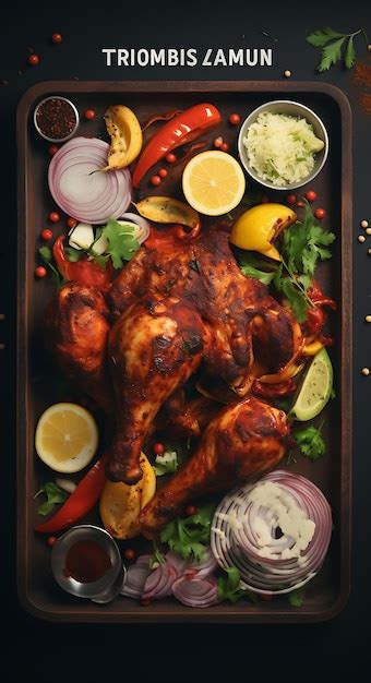 Premium Photo Design Of Tandoori Chicken Dish Poster With Tandoor