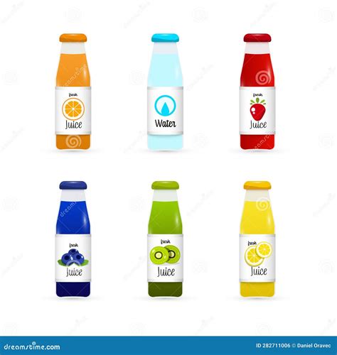 Natural Juice And Water Drinks In Glass Bottles Isolated Stock Vector Illustration Of Product