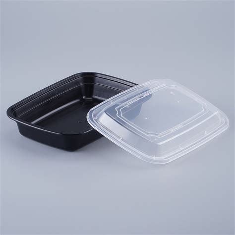 24 oz Rectangular To Go Containers with Lids Black 150 Set – Pony Packaging