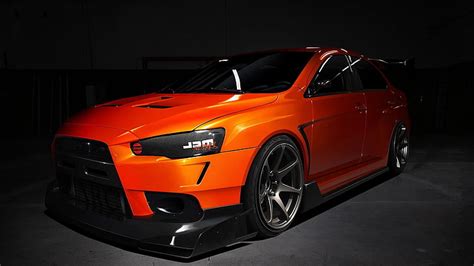 HD Wallpaper Orange Muscle Car Mitsubishi Lancer Tuning Mitsubishi