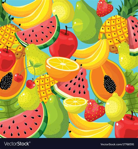 Delicious tropical fruit background design Vector Image