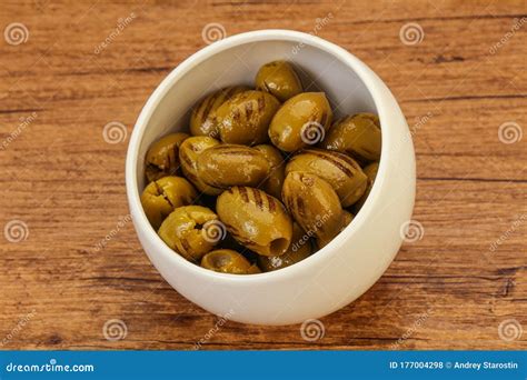 Green Grilled Olives In The Bowl Stock Photo Image Of Meal Natural