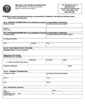 Fillable Online Metozolv Odt Prior Authorization Fax Completed Form To