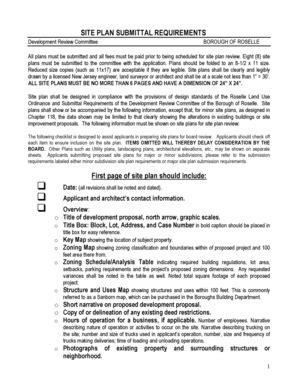 Fillable Online Site Plan Submittal Requirements First Page Of Site