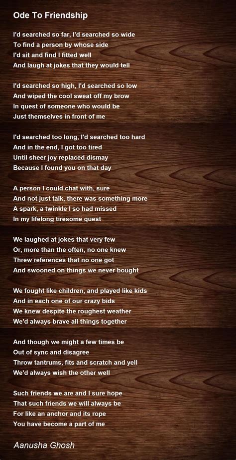 Ode To Friendship Ode To Friendship Poem By Aanusha Ghosh