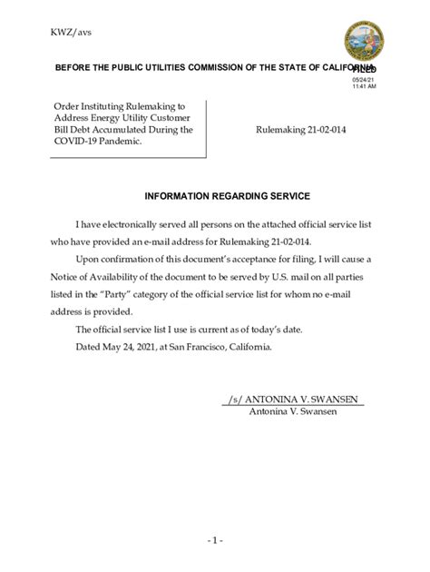 Fillable Online Docs Cpuc Ca Pdf Memorandum On State Utility