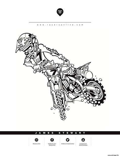 Coloriage Motocross Suzuki James Stewart Dessin Motocross à imprimer