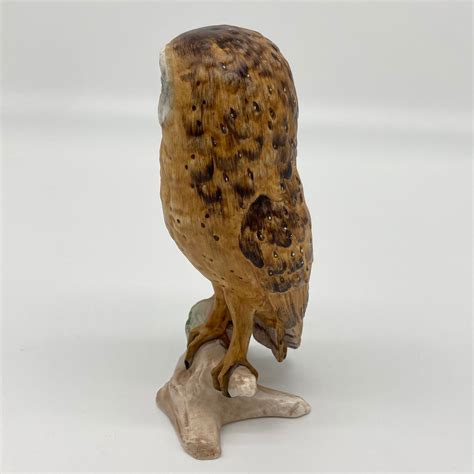 Vintage Barn Owl Ceramic Figurine Goebel Handpainted Owl On Tree