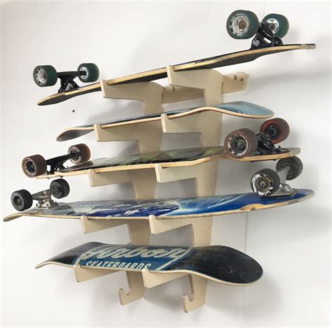 Longboard Skateboard Storage And Display Wall Rack Holds 5 Etsy