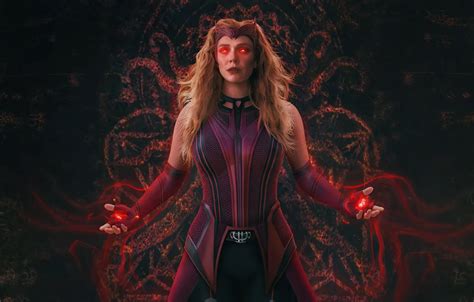 Обои Red Eyes Magic Movie Avenger Elizabeth Olsen Wanda Avengers