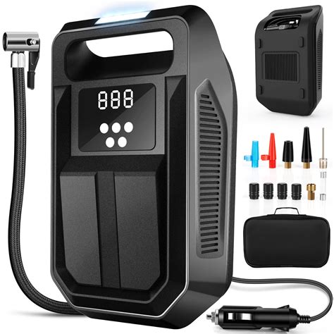 Tire Inflator Portable Air Compressor 12v Dc Car Air Pump With Digital Display Led Light Auto