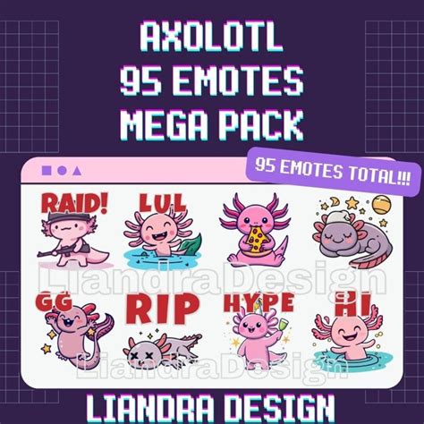 Axolotl Twitch Emote Mega Pack With Emotes Axolotls Twitch Emotes