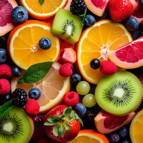 Premium Photo Fruits Background Colorful Assortment Fresh Fruits