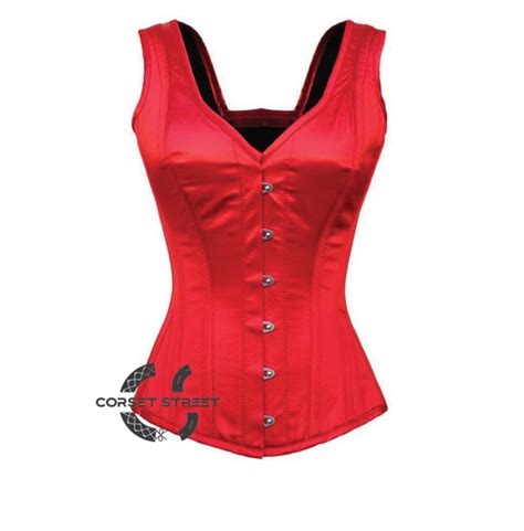 Steampunk Red Satin Shoulder Straps Bustier Waist Rebelsmarket