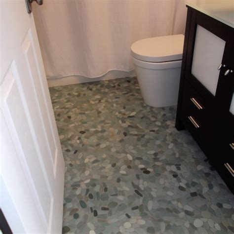 Sliced Sea Green Pebble Tile Shower Pan Pebble Tile Shop