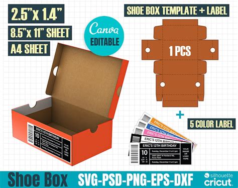 Mini Shoe Box Template Svg Sneaker Box Template Shoe Box Svg