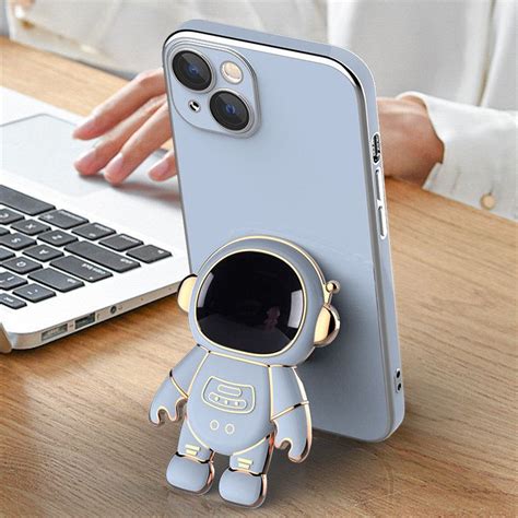 3D Astronaut Phone Case Anti Drop Electroplating Bracket Pink