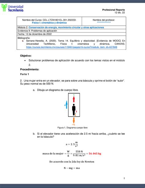 Evidencia II Ejercicios Explicados 12 Dic 22 Nombre Del Curso CEL