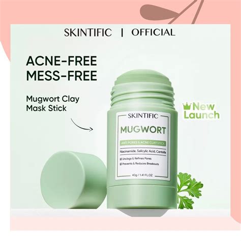 SKINTIFIC Mugwort Acne Clay Stick 40g Kesehatan Kecantikan Kulit