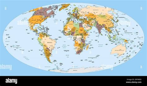 Political world map Mollweide projection Stock Vector Image & Art - Alamy