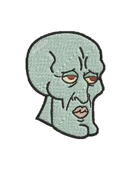 Squidward Masculine Face Embroidery Design - Etsy