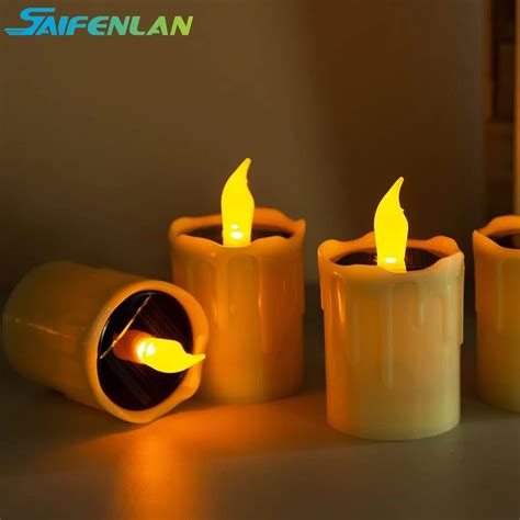 Pcs Solar Tea Light Candles Flameless Outdoor Waterproof Candles