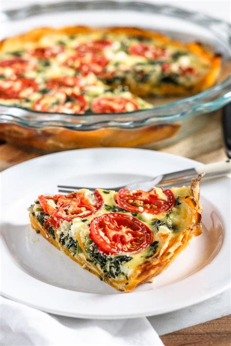 Sweet Potato Crust Quiche With Spinach Feta Shaped By Charlotte