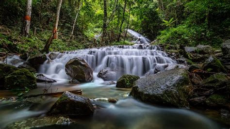 Premium Photo | Stunning rock cliff waterfall